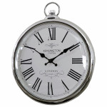 Duży okrągły srebrny zegar ścienny