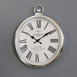 Duży okrągły srebrny zegar ścienny