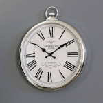 Duży okrągły srebrny zegar ścienny