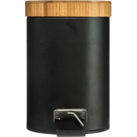Kosz łazienkowy nowoczesny bambus metal czarny ECO