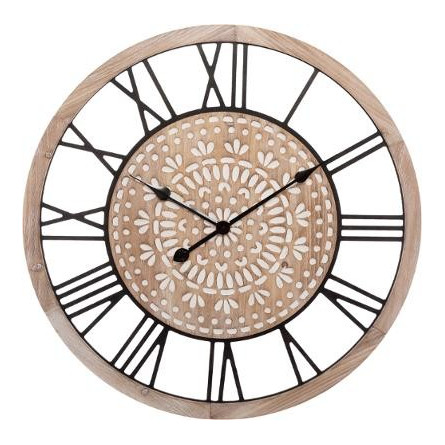 Zegar drewnie 67 cm  grawerowany d70 NATURA