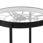 Stolik kawowy Ø 50 cm metalowy zegar blat szkło