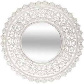 Białe ażurowe lustro z drewna D90