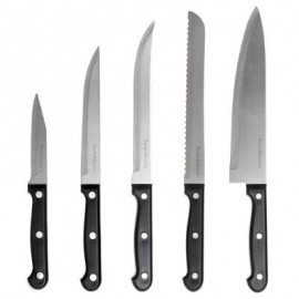Noże z ostrzałką i nożyczki drewniany blok , 13 elementów