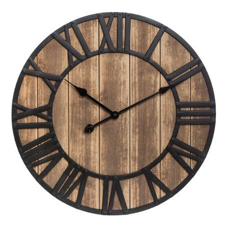 Zegar okrągły VITAGE metal drewno 60 cm UNIKAT