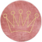 Dywan okrągły różowy korona MIĘKKI , Ø 80 cm HIT